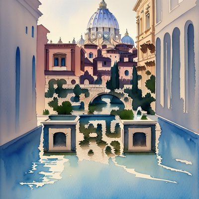 Rome Basilica Watercolor QR Code Art