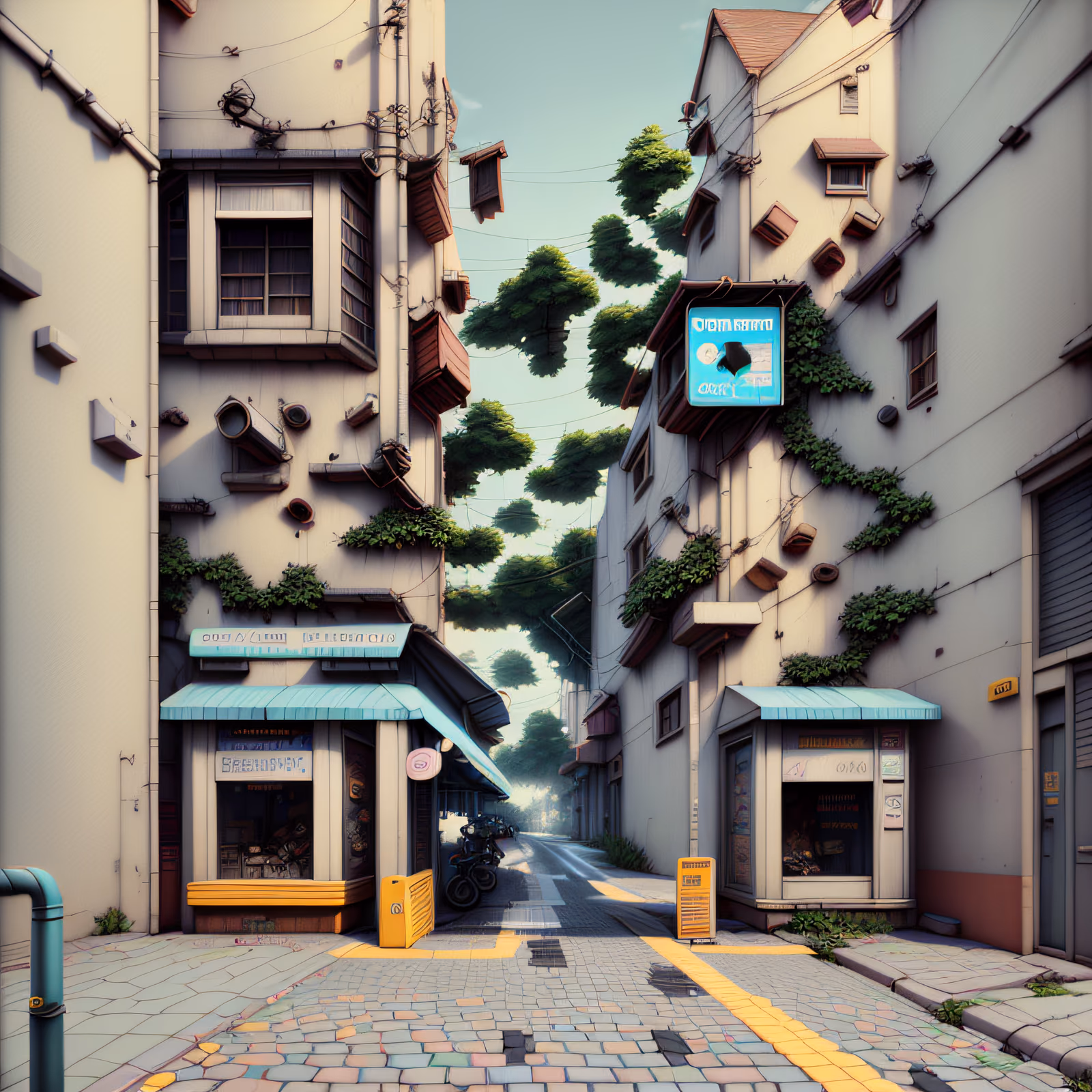 鹅卵石城市街道3D渲染二维码艺术 — 图片 1