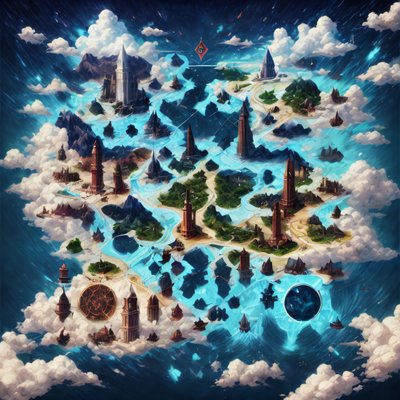 奇幻世界地图概念艺术二维码设计,适用于海报