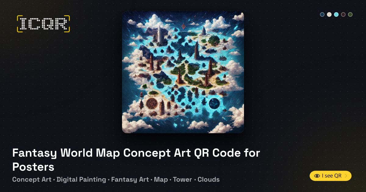 Fantasy World Map Concept Art QR Code for Posters • ICQR
