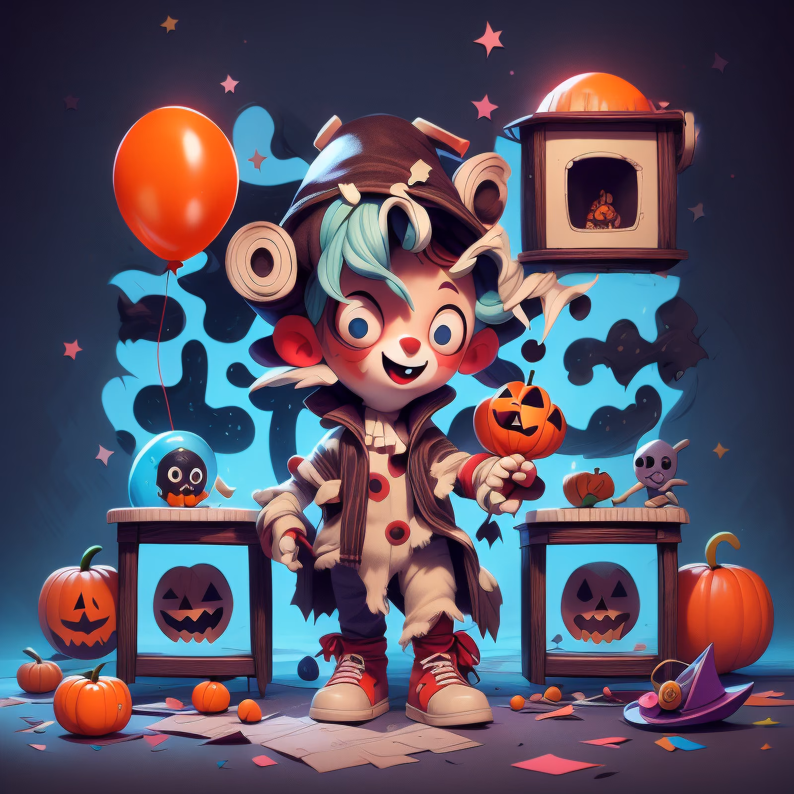 Creepy Clown Kid Halloween QR Code for Posters — image 1