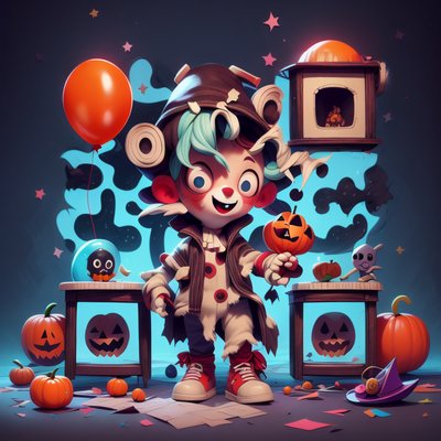 Creepy Clown Kid Halloween QR Code for Posters