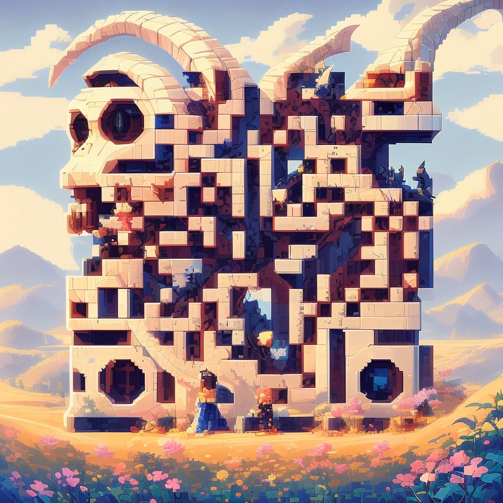 Horned Skull Pixel Art QR Code Art — image 1