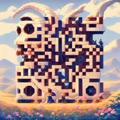 Horned Skull Pixel Art QR Code Art — image 1