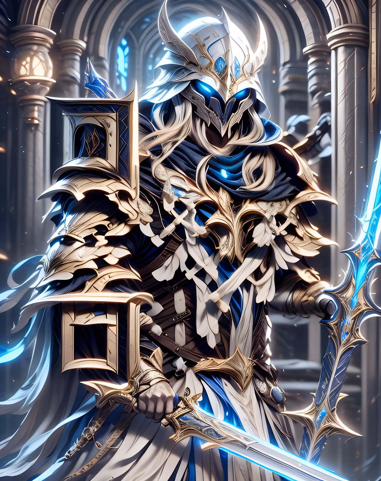 Armored Glowing Knight Fantasy QR Code for Posters — image 1