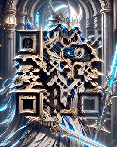 Armored Glowing Knight Fantasy QR Code for Posters