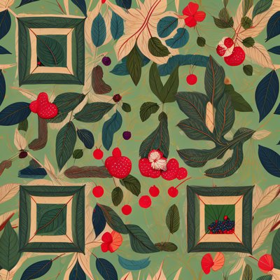 Leaves and Berries Botanical Pattern QR Code Art
