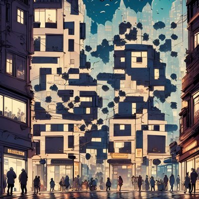 Night City Street Comic Style QR Code for Posters