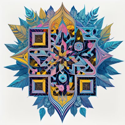 Kaleidoscopic Leaf Mandala QR Code Art