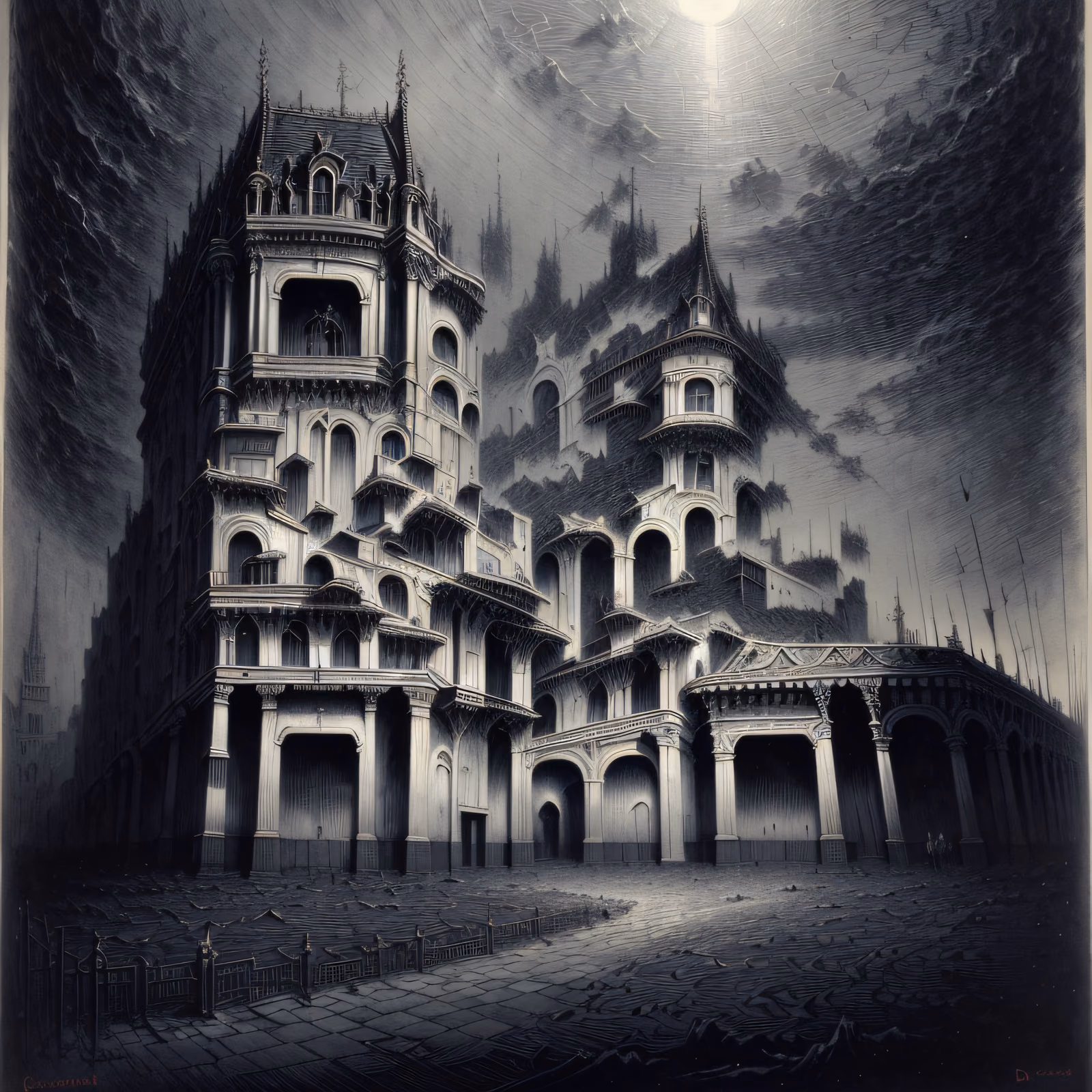 Gothic Victorian Street Engraving QR Code Art — image 1
