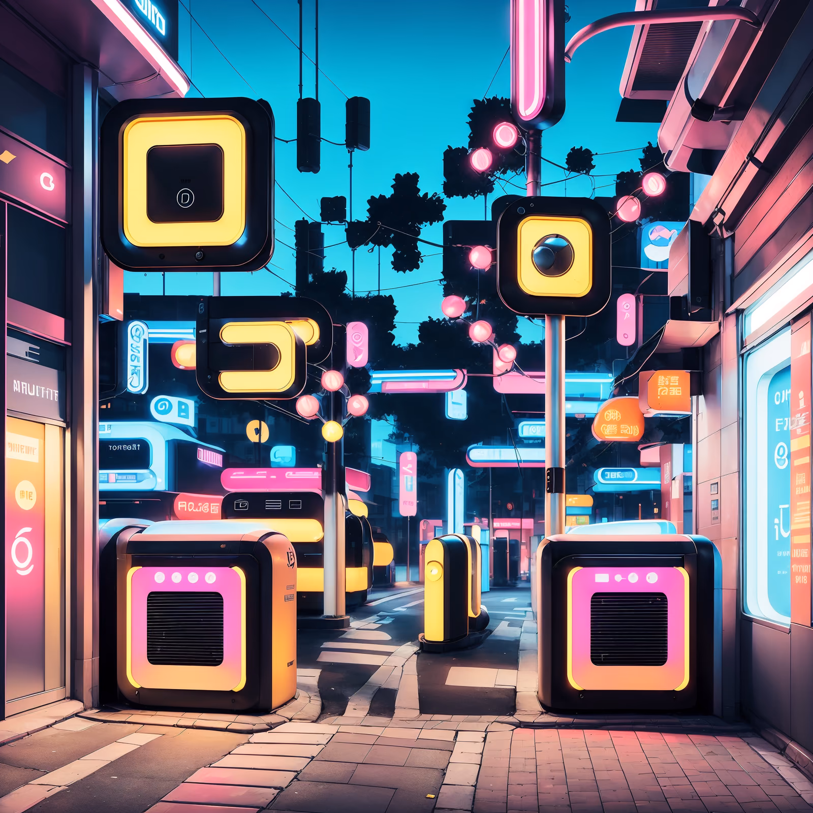 Neon Smart Street Retrofuturism QR Code for Posters — image 1