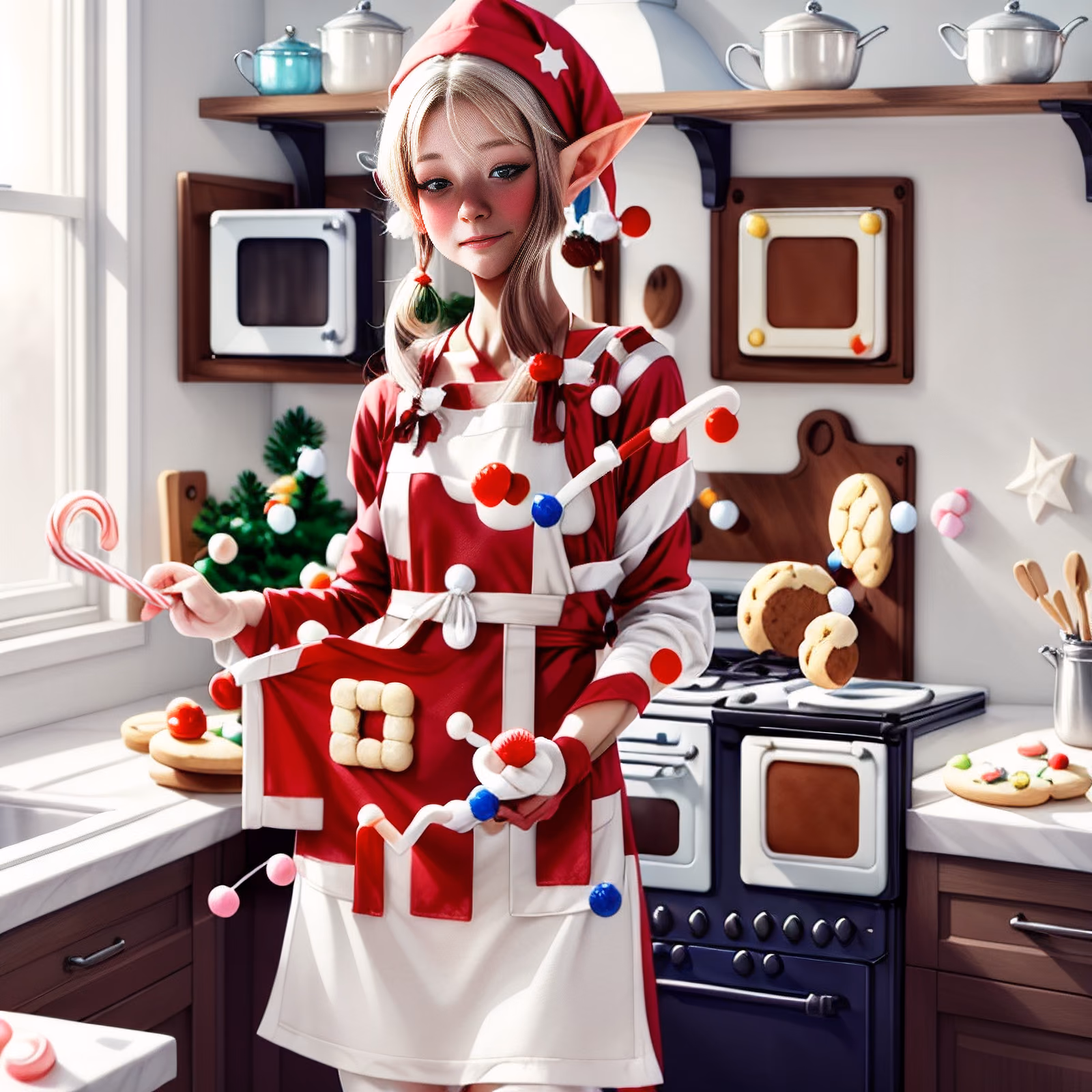 Christmas Elf Baking Cookies QR Code for Greeting Cards — image 1