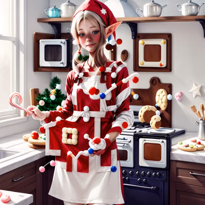 Christmas Elf Baking Cookies QR Code for Greeting Cards — image 1
