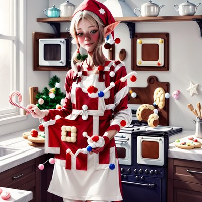 Christmas Elf Baking Cookies QR Code for Greeting Cards