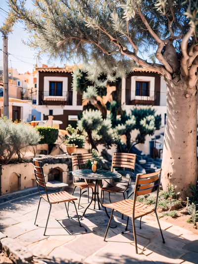 Greek Olive Tree Cafe Photo QR Code for Posters — image 1