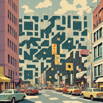 Retro City Street Comic QR Code for Posters