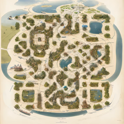 Storybook Town Map Illustration Landscape QR Code Art — image 1