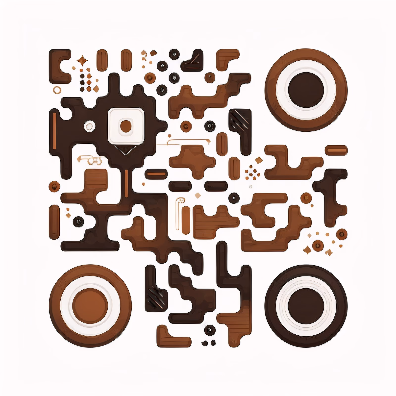 Brown Abstract Shapes Vector QR Code for Packaging — image 1