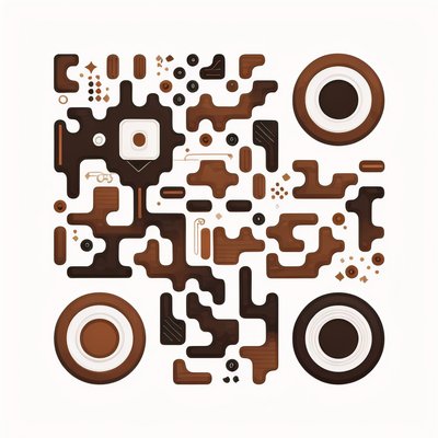 Brown Abstract Shapes Vector QR Code for Packaging