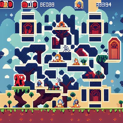 Pixel Art Platformer Game Scene Tree QR Code for Posters