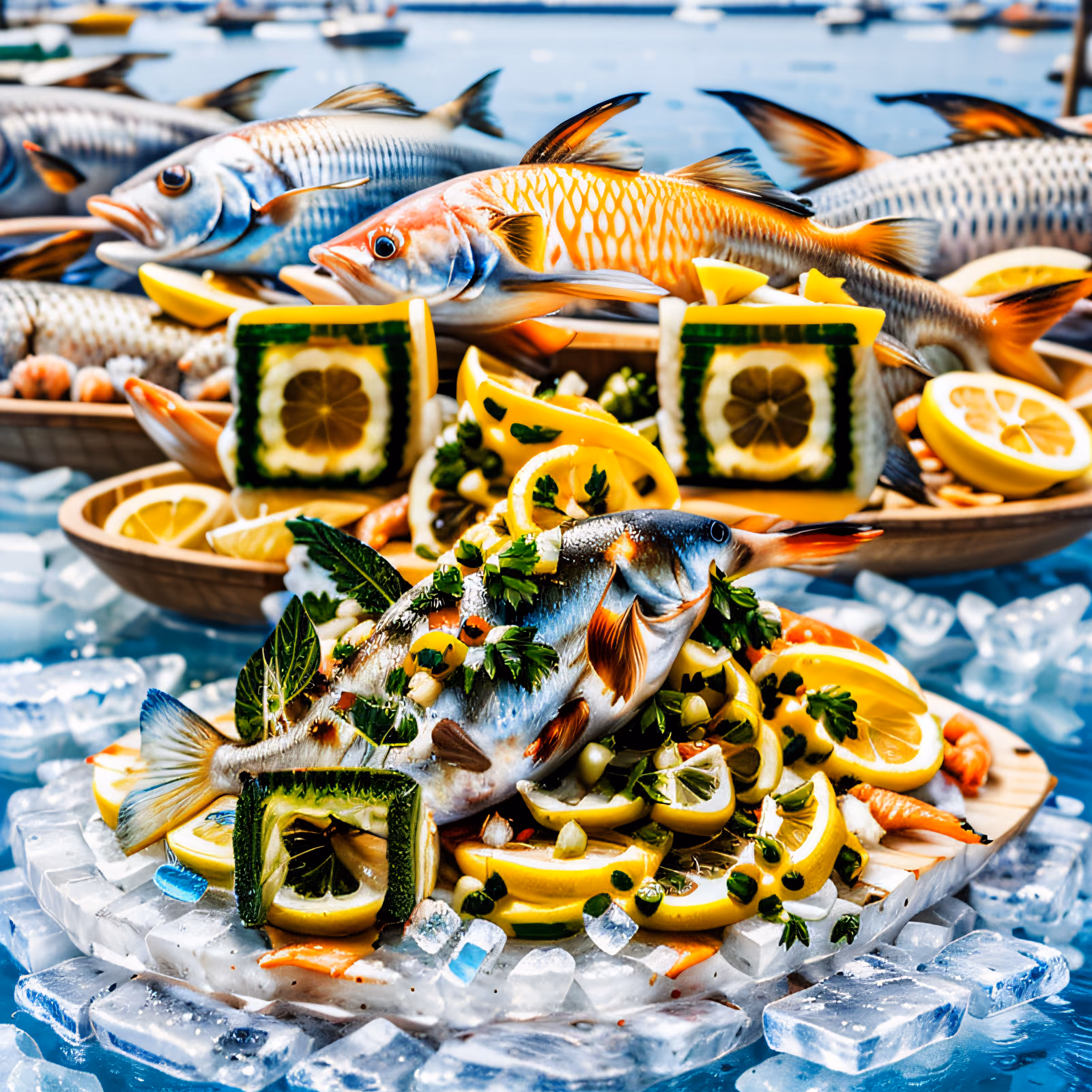 Fresh Fish on Ice Photorealistic QR Code for Restaurant Menus — image 1