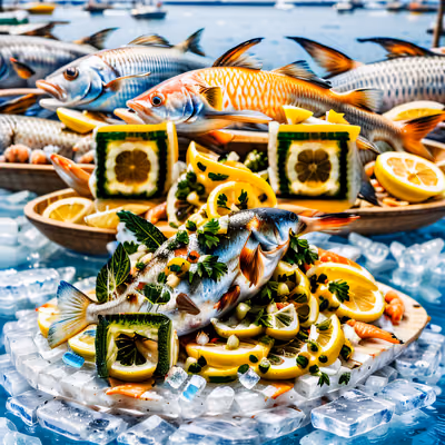 Fresh Fish on Ice Photorealistic QR Code for Restaurant Menus — image 1