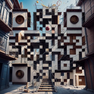 Surreal Staircase Architecture QR Code Art