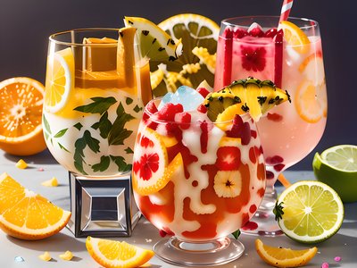 Tropical Fruit Cocktails Digital QR Code for Restaurant Menus