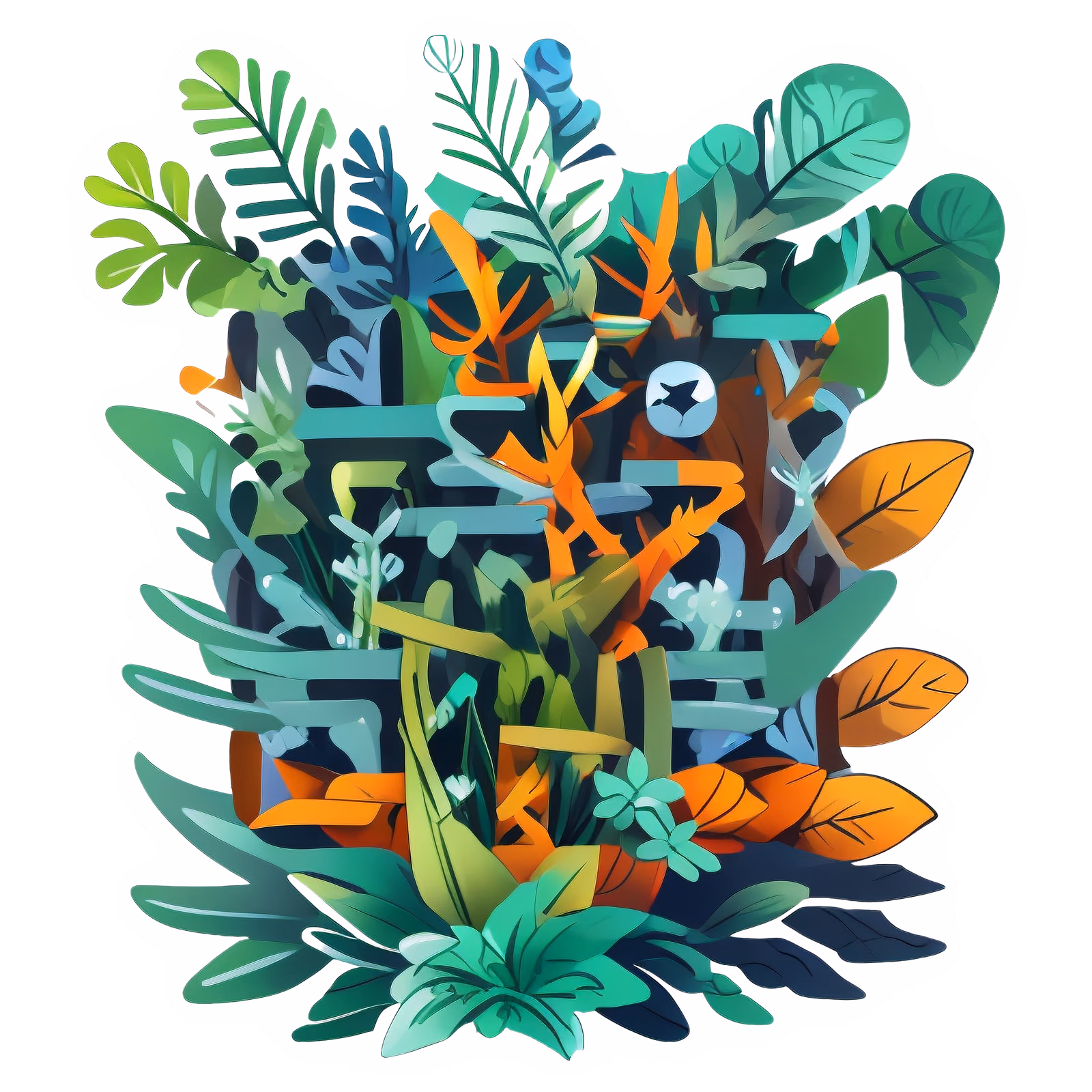 Tropical Leaves Vector QR Code for Stickers — image 1