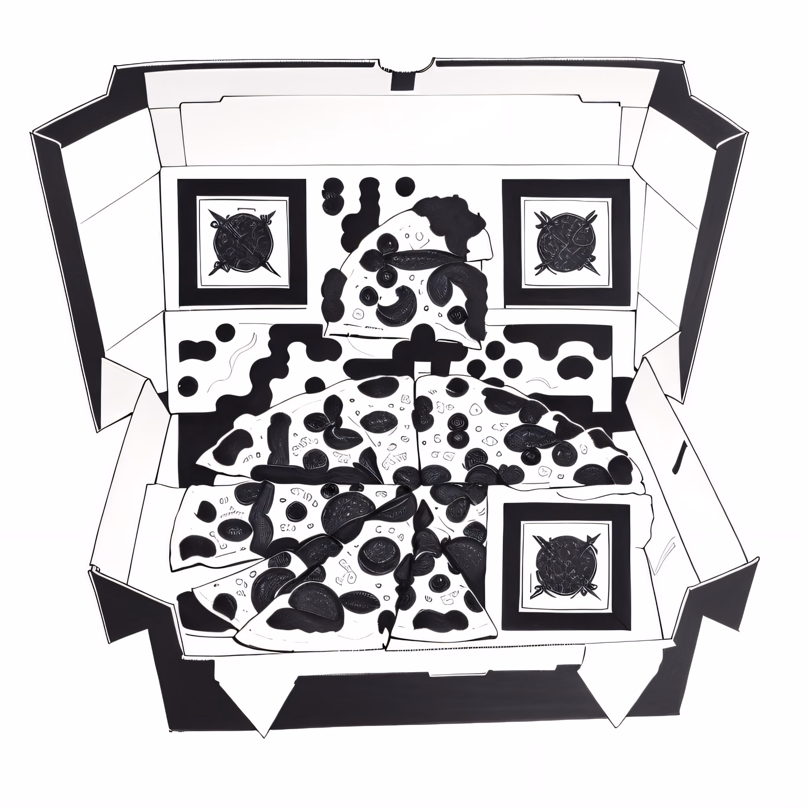 Коробка пиццы в стиле татуировки: QR-код для упаковки — изображение 1