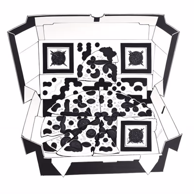 Коробка пиццы в стиле татуировки: QR-код для упаковки — изображение 1