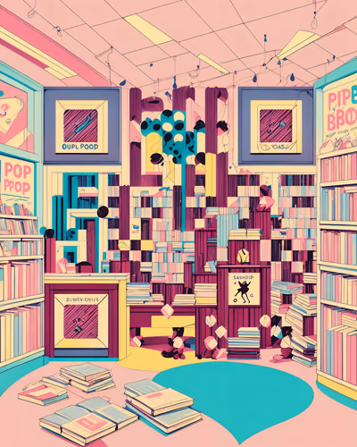 Пастельный интерьер книжного магазина в стиле поп-арт: QR-код для постеров — изображение 1