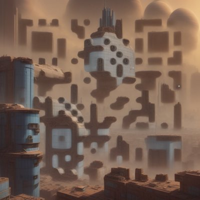 Martian Dust City Concept Art QR Code for Posters