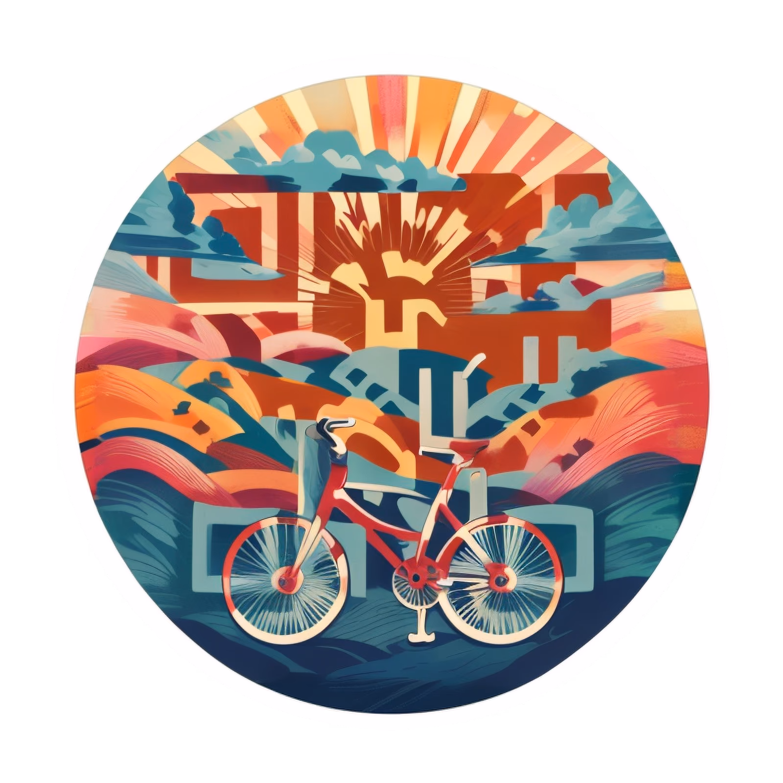 Bicycle and Rolling Hills Vector Landscape QR Code for Stickers — image 1