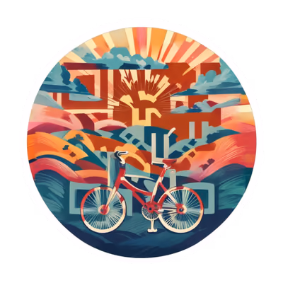 Bicycle and Rolling Hills Vector Landscape QR Code for Stickers — image 1