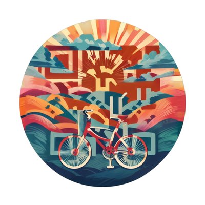 Bicycle and Rolling Hills Vector Landscape QR Code for Stickers