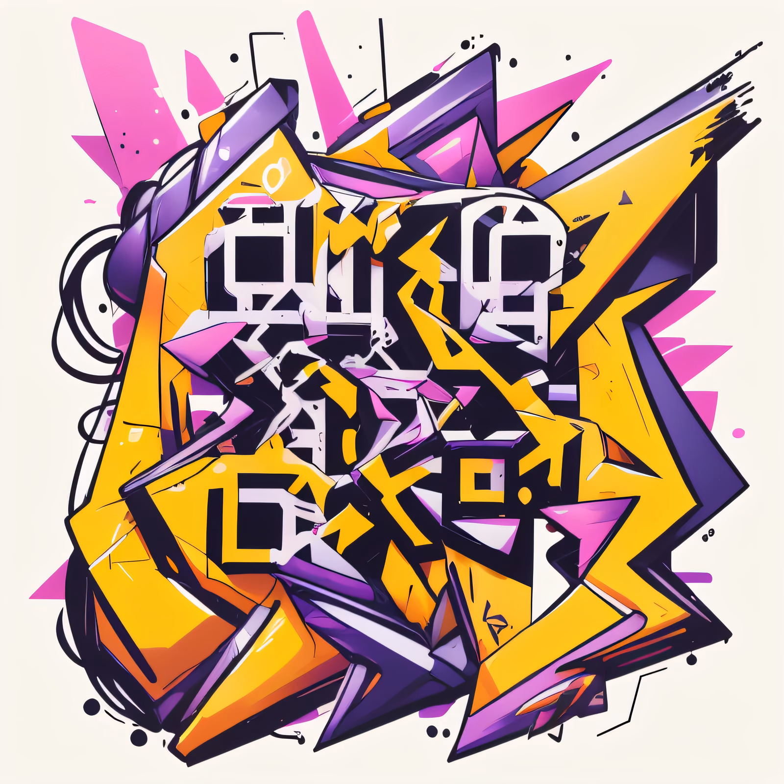 Граффити в стиле вайлдстайл: геометричный QR-код для одежды — изображение 1
