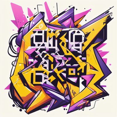 Wildstyle Graffiti Lettering Geometric QR Code for Apparel