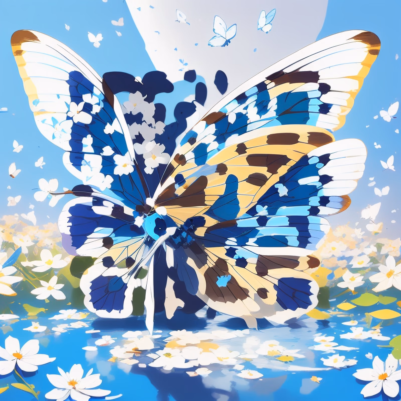 Blue Butterfly Over Water Vector QR Code for Posters — image 1