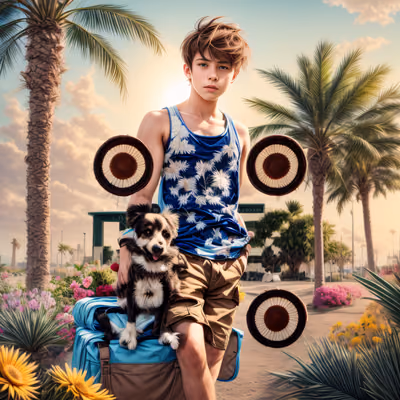 Boy With Puppy Park Portrait QR Code for Posters — image 1