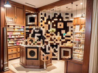 Antique Boutique Interior Photorealistic QR Code for Window Displays