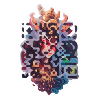 Ornate Crowned Woman Vector QR Code for Stickers — image 1