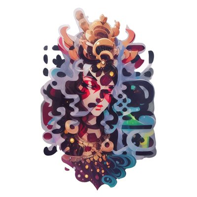 华丽皇冠女子矢量二维码艺术贴纸