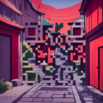 Japanese Alley Vector Cartoon QR Code for Posters