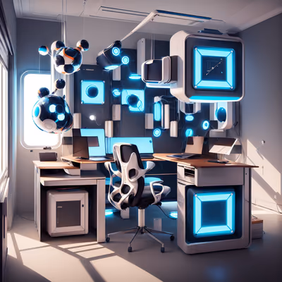 Футуристичный умный офис в стиле ретрофутуризма: QR-код — изображение 1