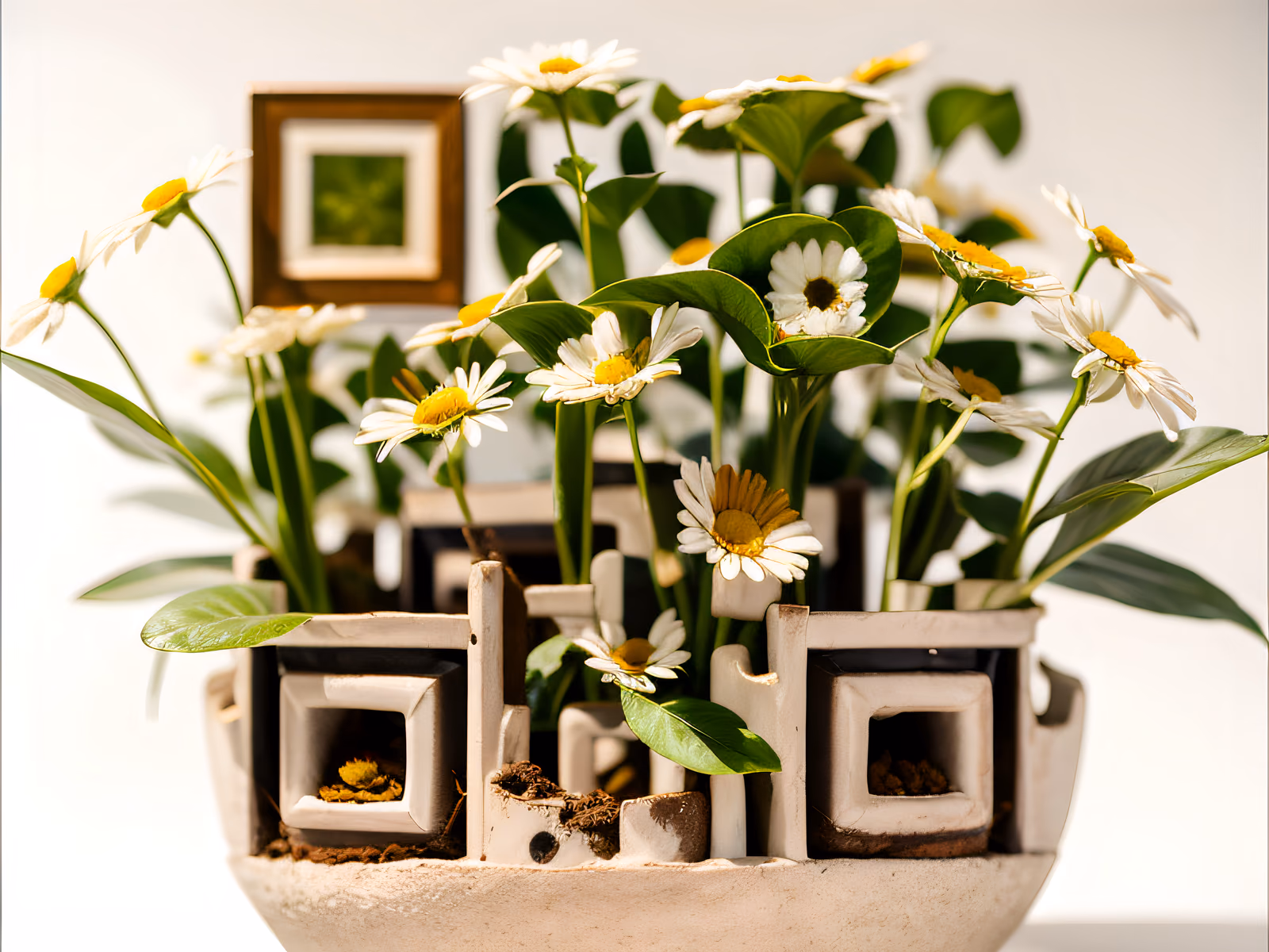 Potted Daisies Photo QR Code Art — image 1
