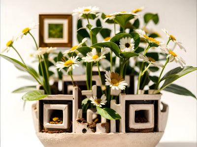 Potted Daisies Photo QR Code Art