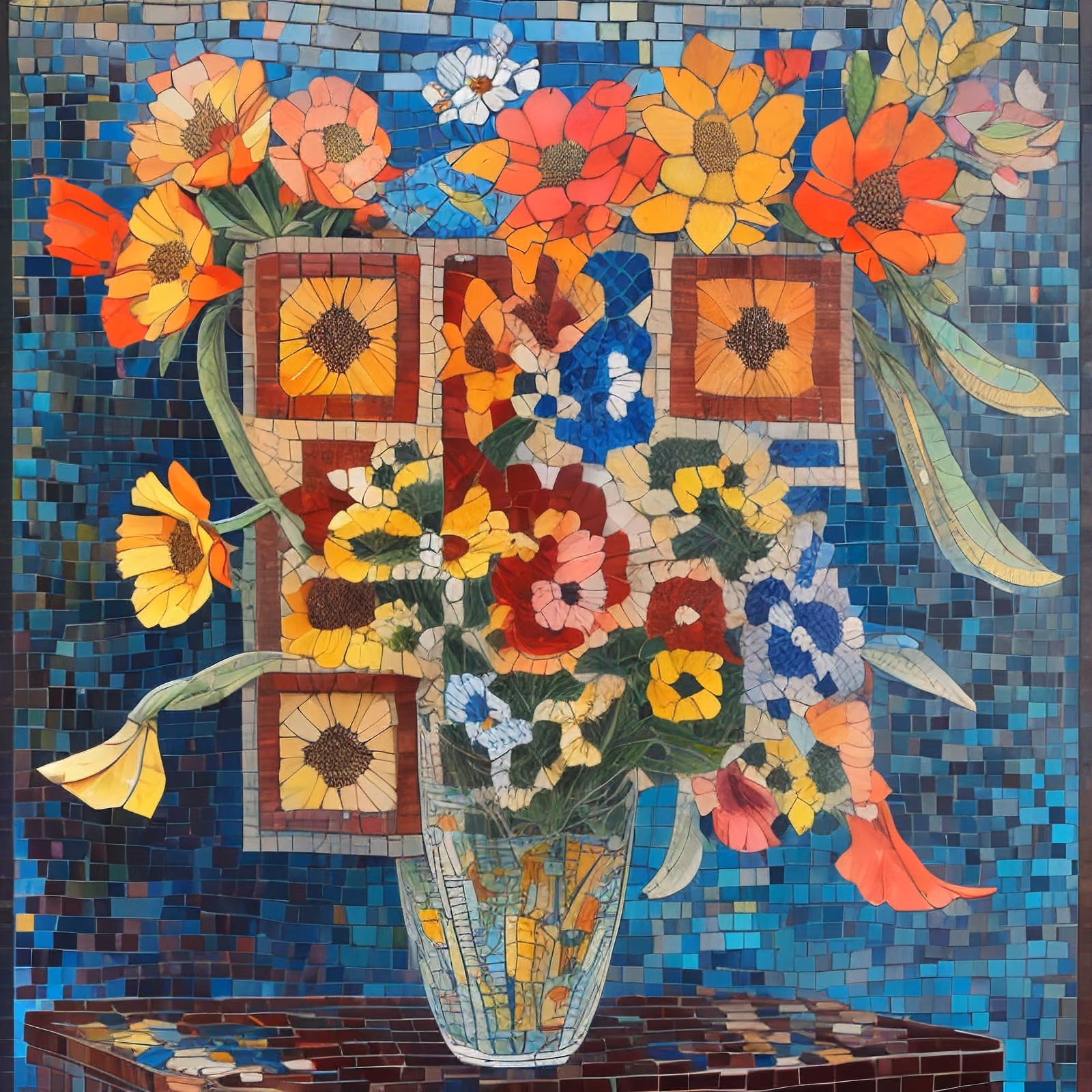 Flower Bouquet Vase Mosaic QR Code Art — image 1
