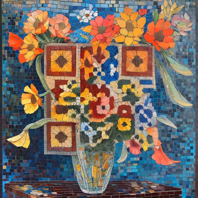 Flower Bouquet Vase Mosaic QR Code Art — image 1