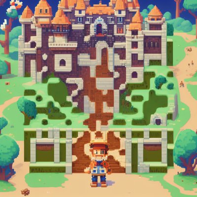 Pixel Castle Game World QR Code for Posters